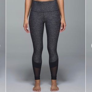 Lululemon If You’re Lucky grey leggings with mesh